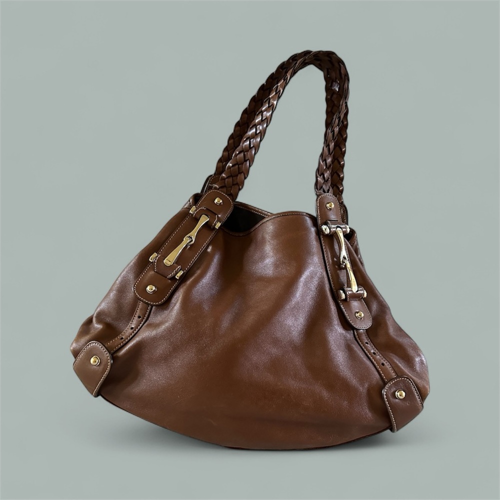 Gucci Pelham shoulder Brown Leather Shoulder Bag with Braided Handles